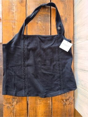 American Eagle Outfitters Black Ribbed Crop Top